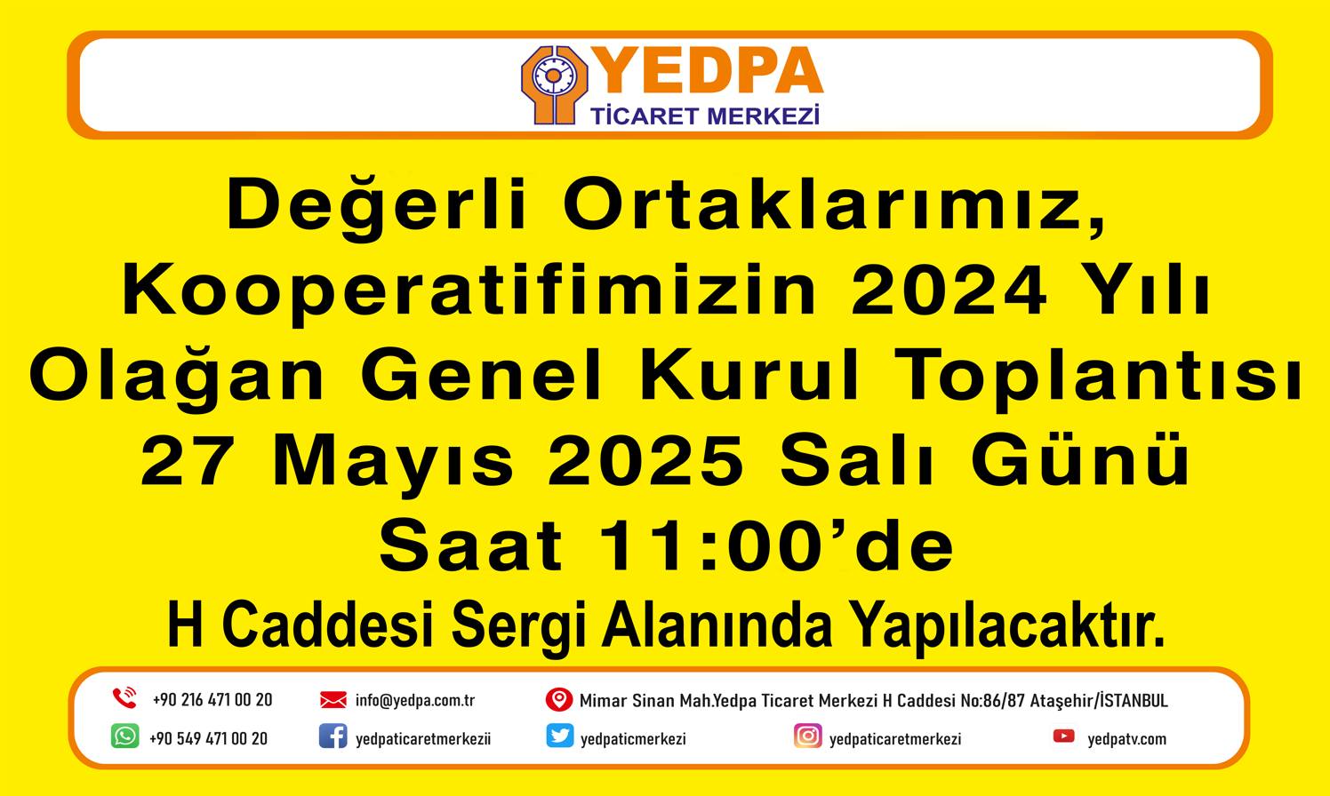 YEDPA 2024 YILI GENEL KURULU 27 MAYIS’DA GERÇEKLEŞECEK