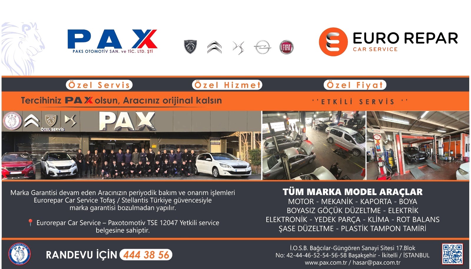 PAX OTOMOTİV  İSTANBUL CİTROEN – PEUGEOT – FİAT – OPEL ÖZEL SERVİS