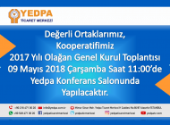 YEDPA 2017 yılı genel kurul toplantısı 09 Mayıs 2018’de yapılacaktır